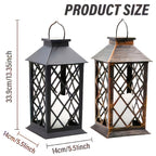 Lot de 2 lanternes solaires à croisillons et bougie LED, IP65, 33,9 cm