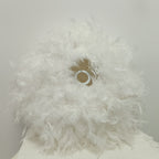 Grand abat-jour en plumes blanches pour suspension, Ø 50 x H 30 cm