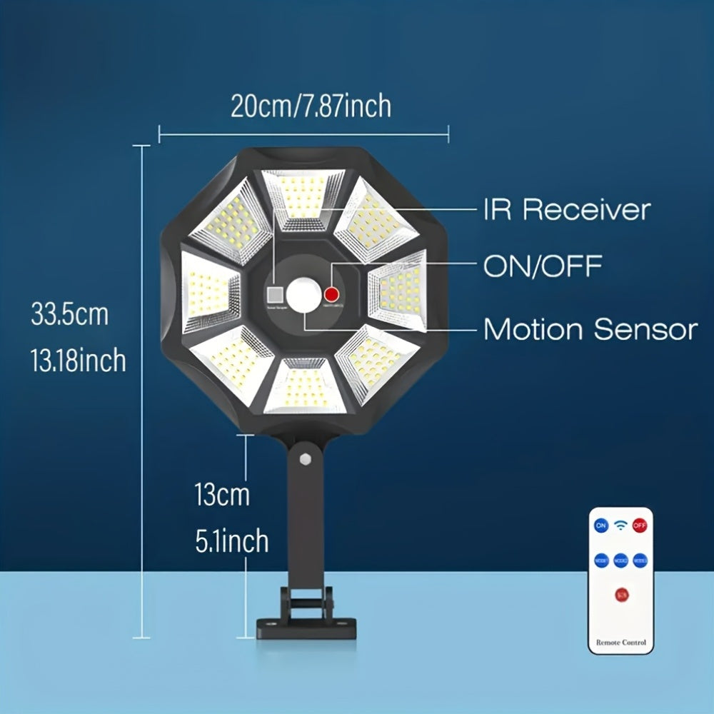 Projecteur solaire octogonal 168 LED à détecteur, lot de 2