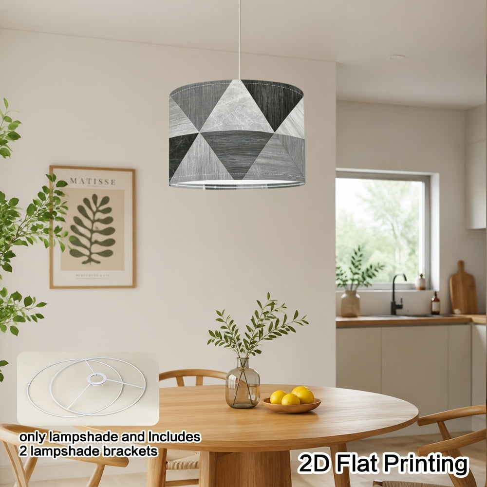 Abat-jour tambour triangles géométriques gris effet bois, Ø 33 cm