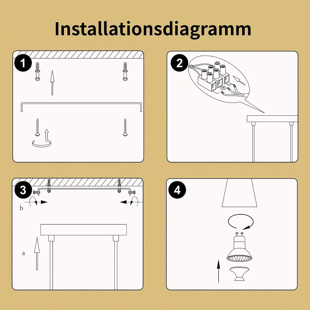 Suspension linéaire à cônes GU10, 4 ou 6 lumières, blanc ou doré