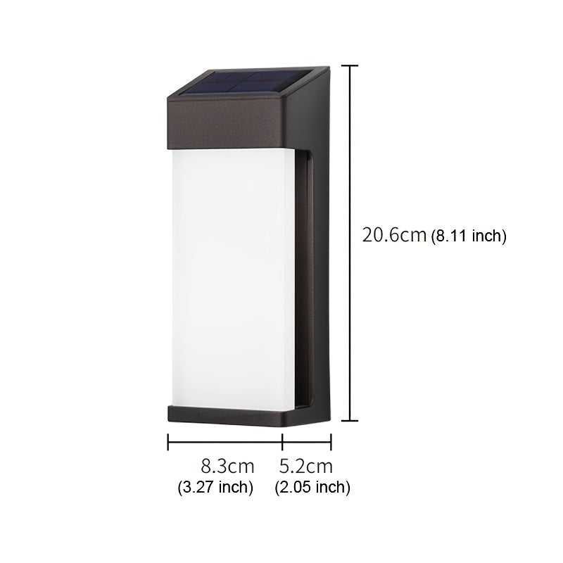 Applique murale solaire rectangulaire en métal noir et verre dépoli