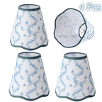 Lot de 2 abat-jour à pince festonnés, rinceaux bleus, H 15 cm