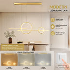 Lustre LED cercles et barres sur 120 cm, en blanc, noir ou doré