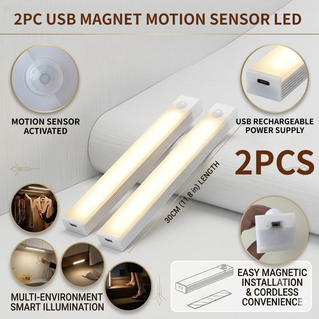 Lot de 2 lampes LED aimantées à détecteur, 30 cm, chaud ou froid