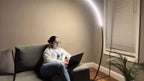 Lampadaire arc LED 25 W noir à minuterie et mémoire, 165 cm