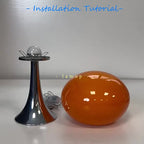 Lampe champignon en verre ovale sur pied chromé, USB, 3 teintes