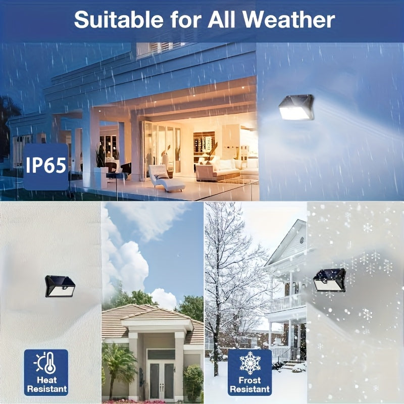 Applique solaire à détecteur, 185 LED blanc froid, lot de 2 à 6