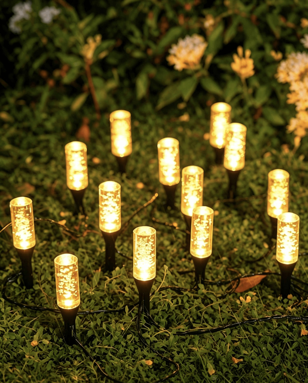 Guirlande solaire de piquets à bulles pour allée, 10 à 30 lumières