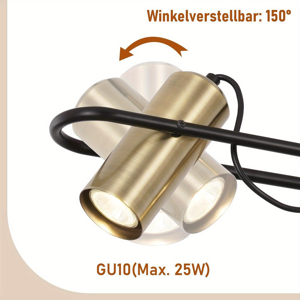 Suspension 3 spots GU10 dorés orientables sur cadre ovale noir