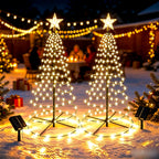 Sapin de Noël lumineux solaire en spirale à étoile, 93 cm, 80 LED