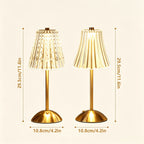 Duo de lampes sans fil dorées aux abat-jour taillé et cannelé