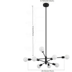 Lustre spoutnik 8 bras en métal noir, Ø 75 cm, douilles E27