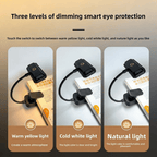 Lampe de lecture à pince noire rechargeable, utilisable branchée