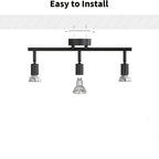 Plafonnier 3 spots GU10 noir sur rampe de 30 cm, à l'unité ou par 2