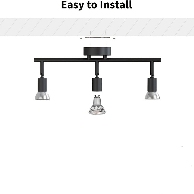 Plafonnier 3 spots GU10 noir sur rampe de 30 cm, à l'unité ou par 2