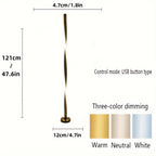 Lampadaire LED spirale minimaliste de 121 cm, trois teintes