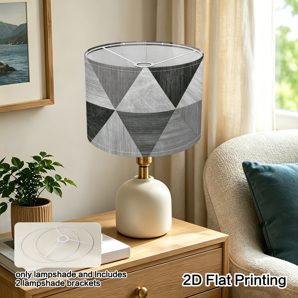 Abat-jour tambour triangles géométriques gris effet bois, Ø 33 cm