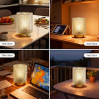 Lampe à piles en verre pointes de diamant, lot de 2 lampes