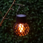 Lanterne solaire boule à effet flamme 12 LED, IP44, lot de 4