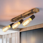 Plafonnier en bois flammé à spots orientables, 2 ou 3 lumières