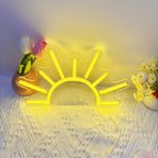 Néon LED lever de soleil jaune sur plaque acrylique, USB, 30 cm