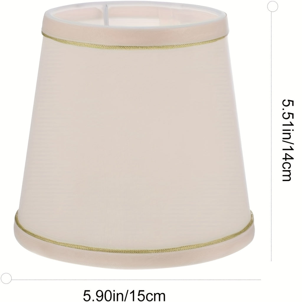 Abat-jour tonneau en tissu crème à liseré doré, Ø 15 x H 14 cm