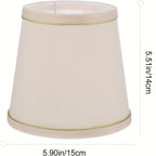 Abat-jour tonneau en tissu crème à liseré doré, Ø 15 x H 14 cm