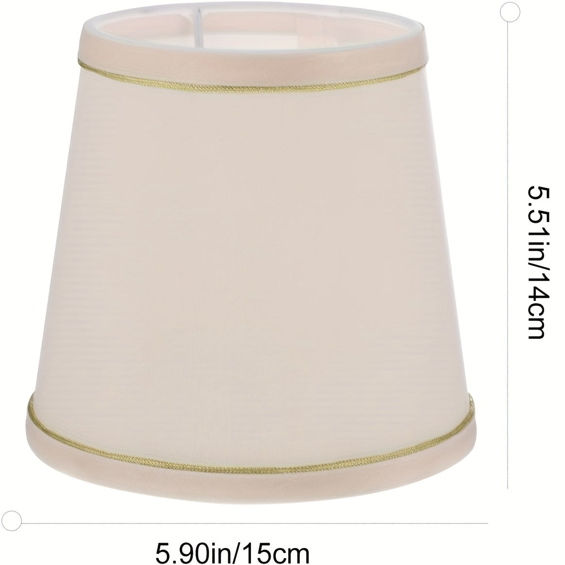Abat-jour tonneau en tissu crème à liseré doré, Ø 15 x H 14 cm