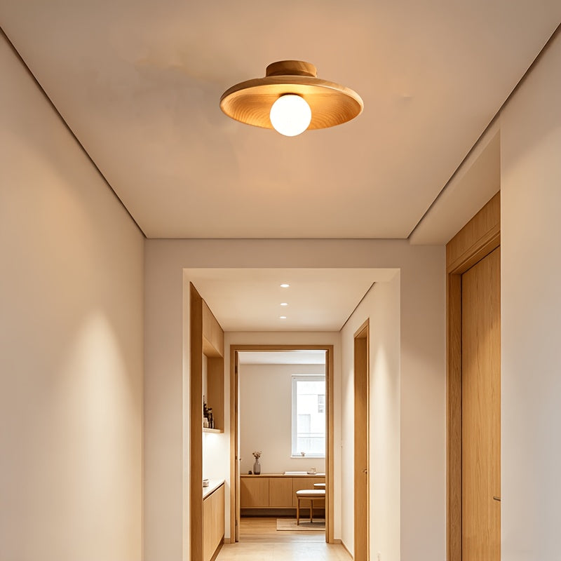 Abat-jour en bois massif au design japandi épuré