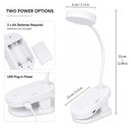 Lampe à pince à piles ou USB, tête ronde blanche de 8 cm