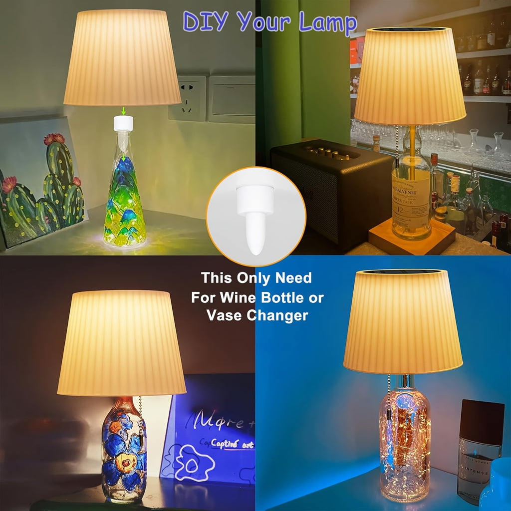 Lampe de table solaire à abat-jour blanc nervuré, 3 intensités