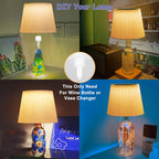 Lampe de table solaire à abat-jour blanc nervuré, 3 intensités