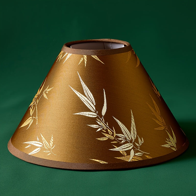 Abat-jour ocre au motif de bambou tissé doré