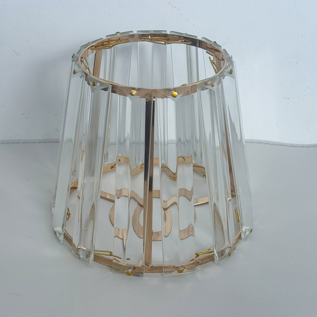 Petit abat-jour en prismes de cristal sur armature noire, Ø 12 cm