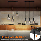 Suspension 3 globes en verre fumé sur barre noire, style vintage