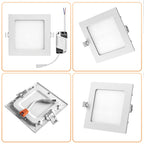 Lot de 6 spots LED carrés encastrés 9W pour salon et chambre