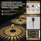 Lampe solaire en métal ajouré à motifs mandala, IP65, lot de 4