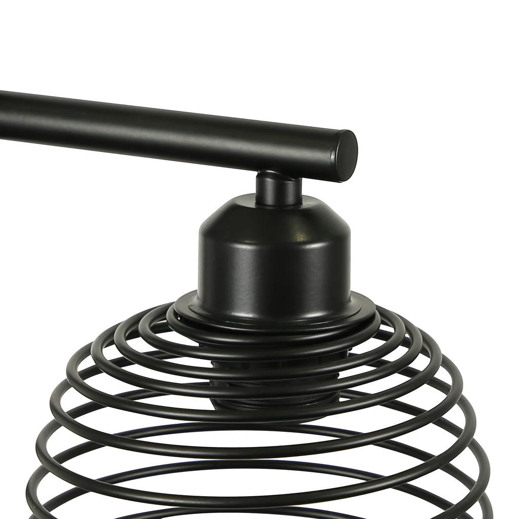 Lampadaire noir à trois cages spirale en métal, 3 lumières E27