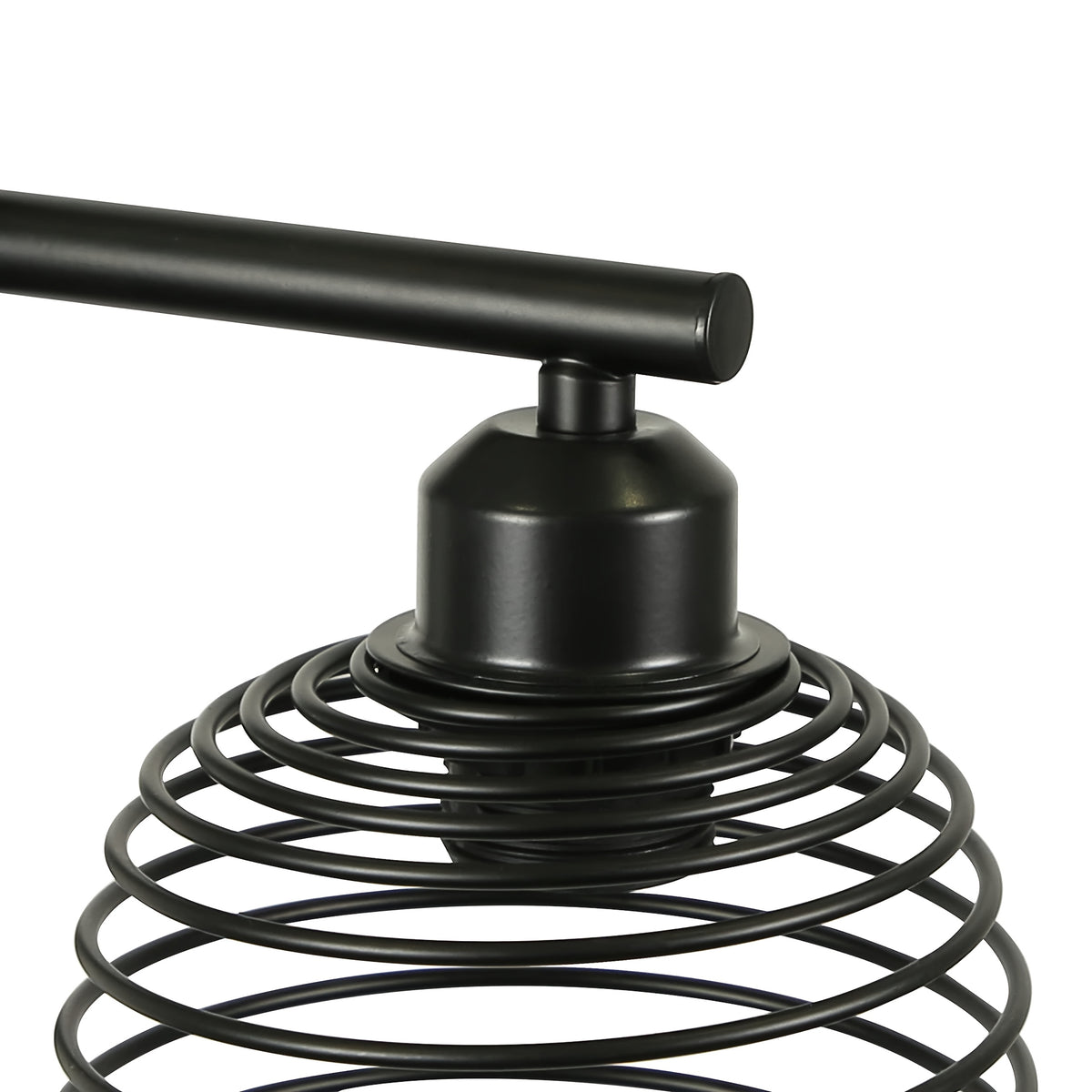 Lampadaire noir à trois cages spirale en métal, 3 lumières E27