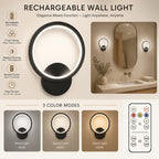 Applique murale LED anneau noir rechargeable, avec télécommande