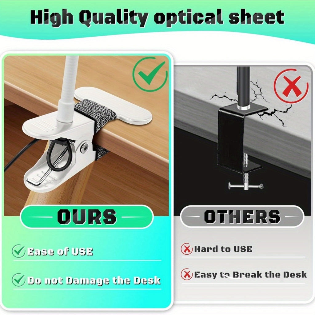 Lampe loupe à pince blanche à anneau LED, lentille en verre, USB
