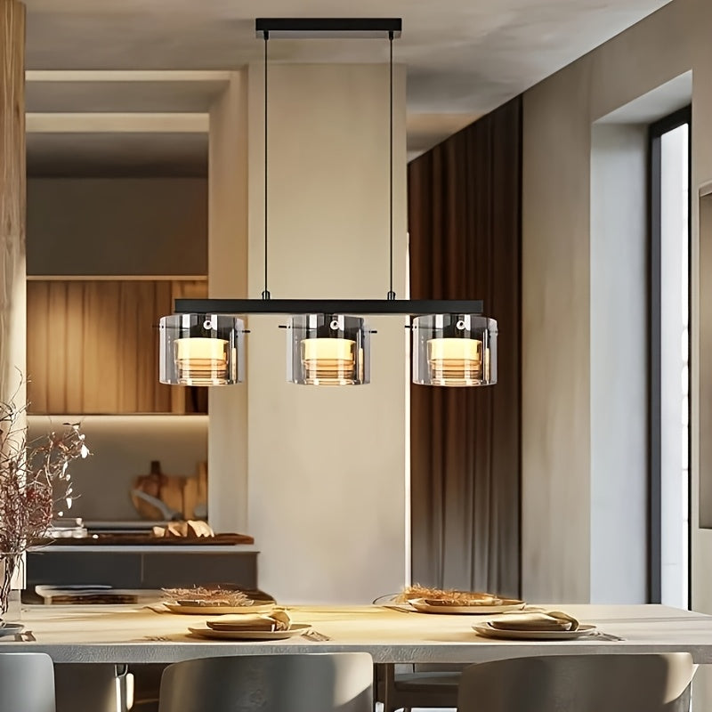 Suspension LED en verre fumé, 3 ou 4 lumières, blanc chaud 3000K