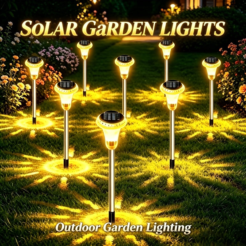 Lampe solaire de jardin à tête de cristal facetté, lumière blanche