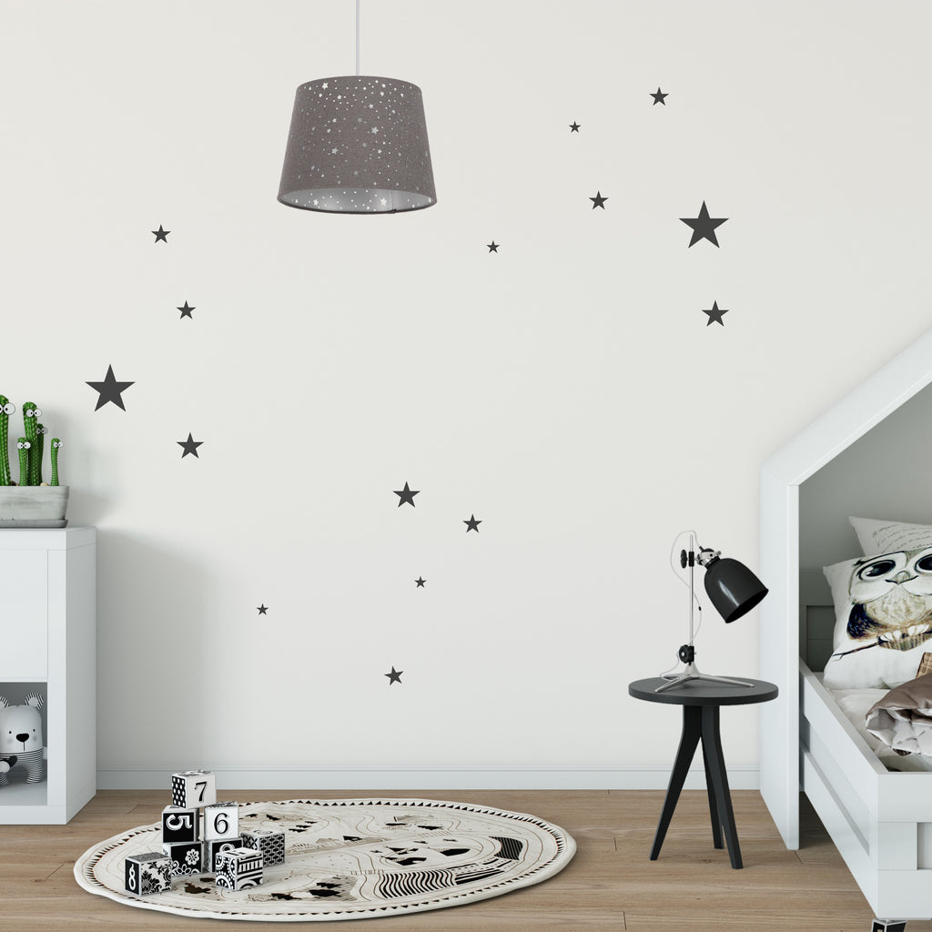 Suspension chambre d'enfant en tissu rose ajouré d'étoiles, Ø 27 cm