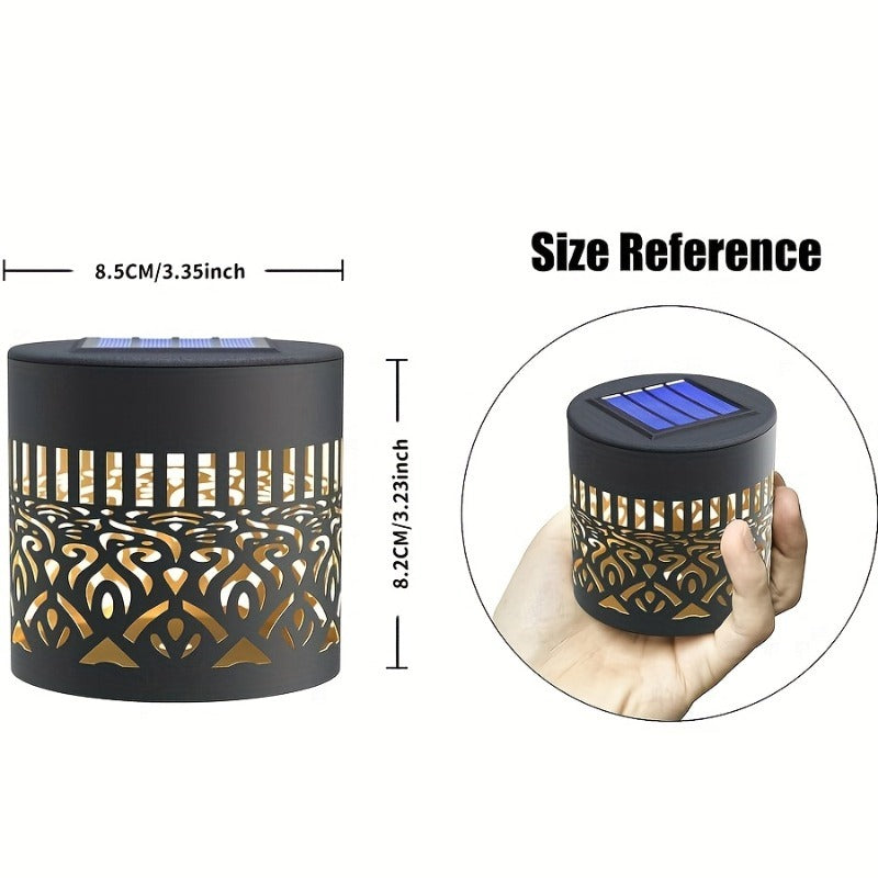 Lampe solaire à projection mandala en métal noir, IP65, 8,5 cm