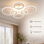 Grand plafonnier LED à 6 anneaux, doré ou noir, 79 cm, trois teintes