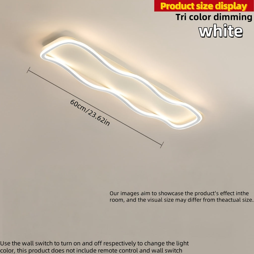 Plafonnier LED ondulé 40 W pour couloir, noir ou doré, 60 cm
