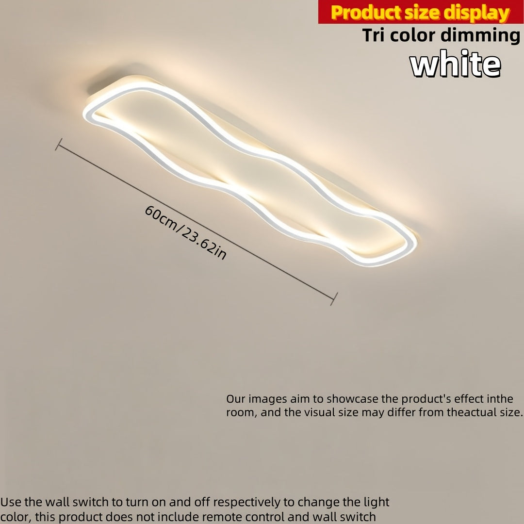 Plafonnier LED ondulé 40 W pour couloir, noir ou doré, 60 cm
