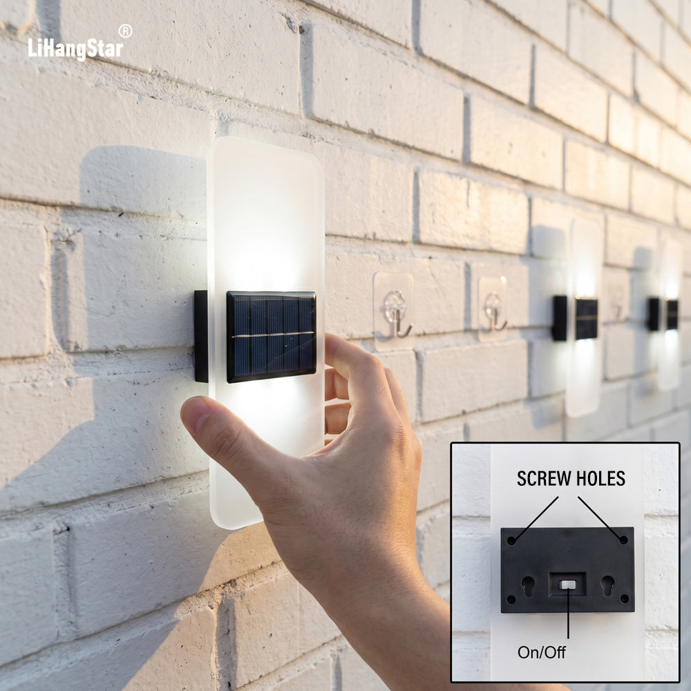 Applique murale solaire LED en acrylique, blanc chaud ou blanc froid
